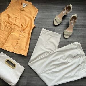 Ann Taylor Womens White Crop Pants - sz12